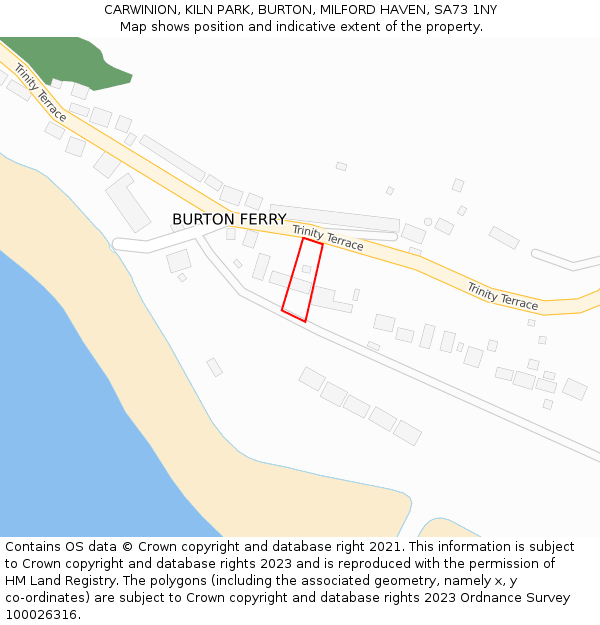 CARWINION, KILN PARK, BURTON, MILFORD HAVEN, SA73 1NY: Location map and indicative extent of plot