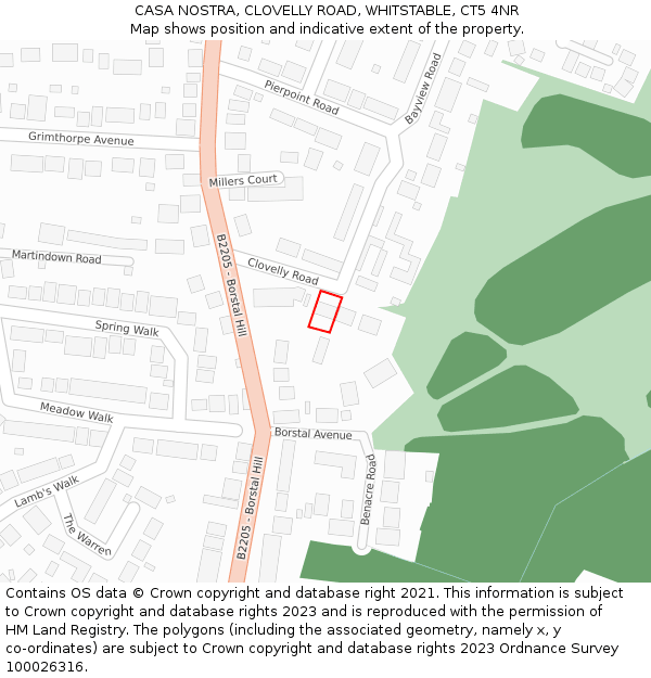 CASA NOSTRA, CLOVELLY ROAD, WHITSTABLE, CT5 4NR: Location map and indicative extent of plot