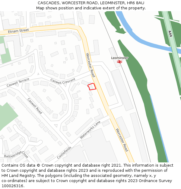 CASCADES, WORCESTER ROAD, LEOMINSTER, HR6 8AU: Location map and indicative extent of plot