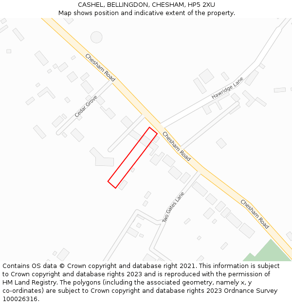 CASHEL, BELLINGDON, CHESHAM, HP5 2XU: Location map and indicative extent of plot
