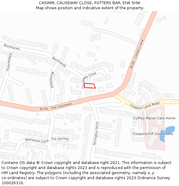 CASIMIR, CAUSEWAY CLOSE, POTTERS BAR, EN6 5HW: Location map and indicative extent of plot