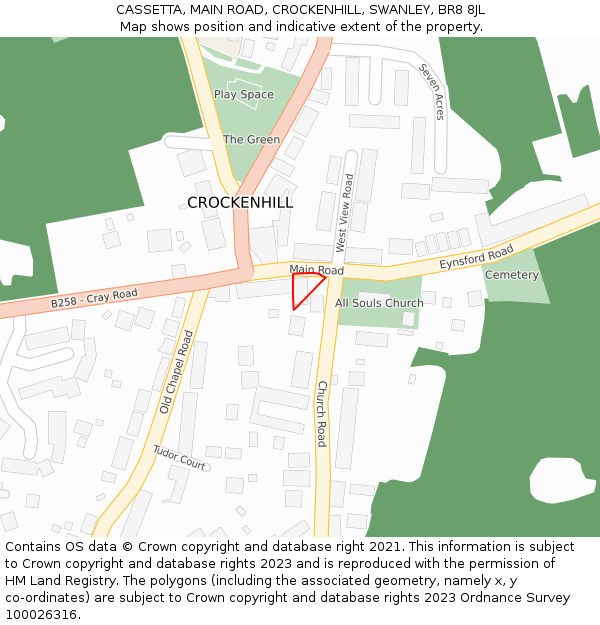 CASSETTA, MAIN ROAD, CROCKENHILL, SWANLEY, BR8 8JL: Location map and indicative extent of plot