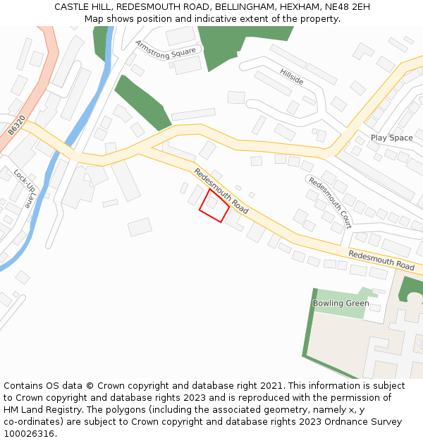 CASTLE HILL, REDESMOUTH ROAD, BELLINGHAM, HEXHAM, NE48 2EH: Location map and indicative extent of plot