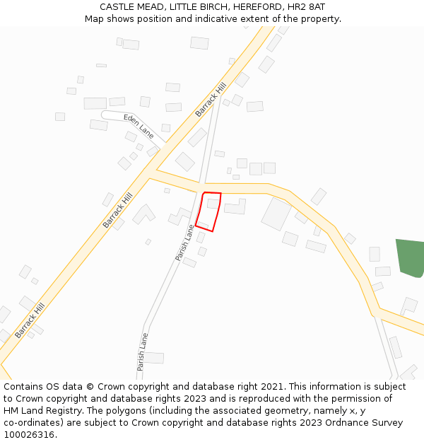 CASTLE MEAD, LITTLE BIRCH, HEREFORD, HR2 8AT: Location map and indicative extent of plot