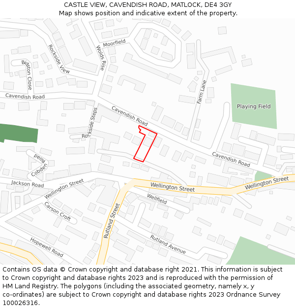 CASTLE VIEW, CAVENDISH ROAD, MATLOCK, DE4 3GY: Location map and indicative extent of plot