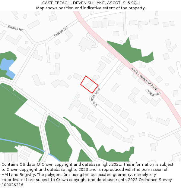 CASTLEREAGH, DEVENISH LANE, ASCOT, SL5 9QU: Location map and indicative extent of plot