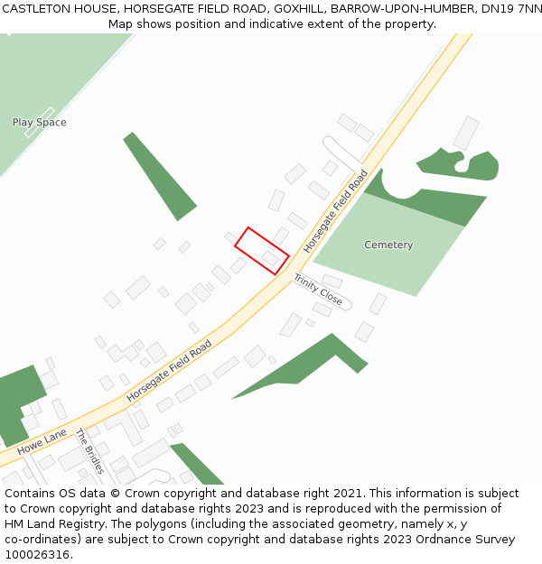 CASTLETON HOUSE, HORSEGATE FIELD ROAD, GOXHILL, BARROW-UPON-HUMBER, DN19 7NN: Location map and indicative extent of plot