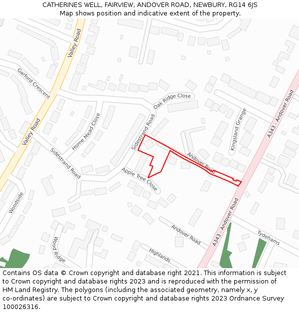 CATHERINES WELL, FAIRVIEW, ANDOVER ROAD, NEWBURY, RG14 6JS: Location map and indicative extent of plot