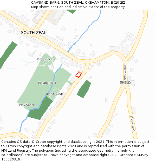 CAWSAND BARN, SOUTH ZEAL, OKEHAMPTON, EX20 2JZ: Location map and indicative extent of plot