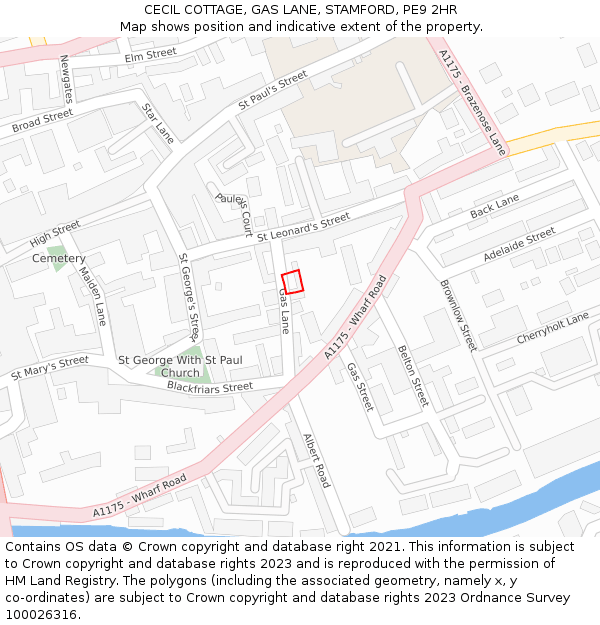 CECIL COTTAGE, GAS LANE, STAMFORD, PE9 2HR: Location map and indicative extent of plot