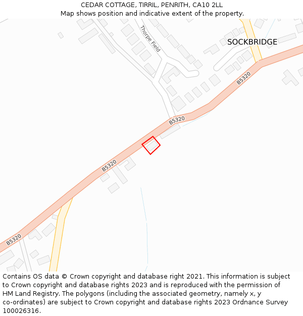CEDAR COTTAGE, TIRRIL, PENRITH, CA10 2LL: Location map and indicative extent of plot