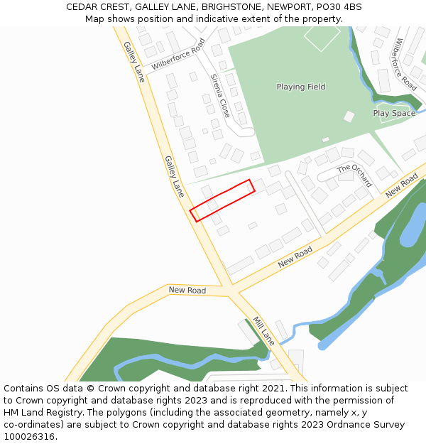 CEDAR CREST, GALLEY LANE, BRIGHSTONE, NEWPORT, PO30 4BS: Location map and indicative extent of plot