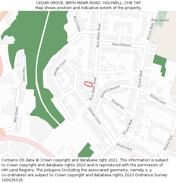 CEDAR GROVE, BRYN MAWR ROAD, HOLYWELL, CH8 7AP: Location map and indicative extent of plot