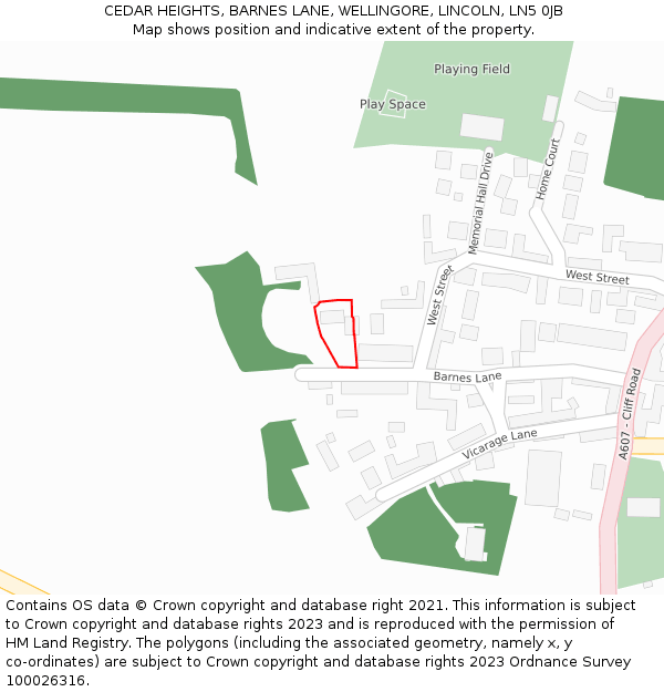 CEDAR HEIGHTS, BARNES LANE, WELLINGORE, LINCOLN, LN5 0JB: Location map and indicative extent of plot