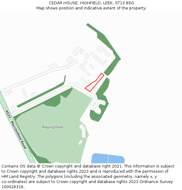 CEDAR HOUSE, HIGHFIELD, LEEK, ST13 8SG: Location map and indicative extent of plot