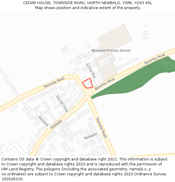 CEDAR HOUSE, TOWNSIDE ROAD, NORTH NEWBALD, YORK, YO43 4SL: Location map and indicative extent of plot
