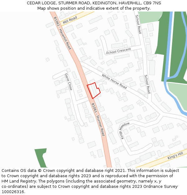 CEDAR LODGE, STURMER ROAD, KEDINGTON, HAVERHILL, CB9 7NS: Location map and indicative extent of plot