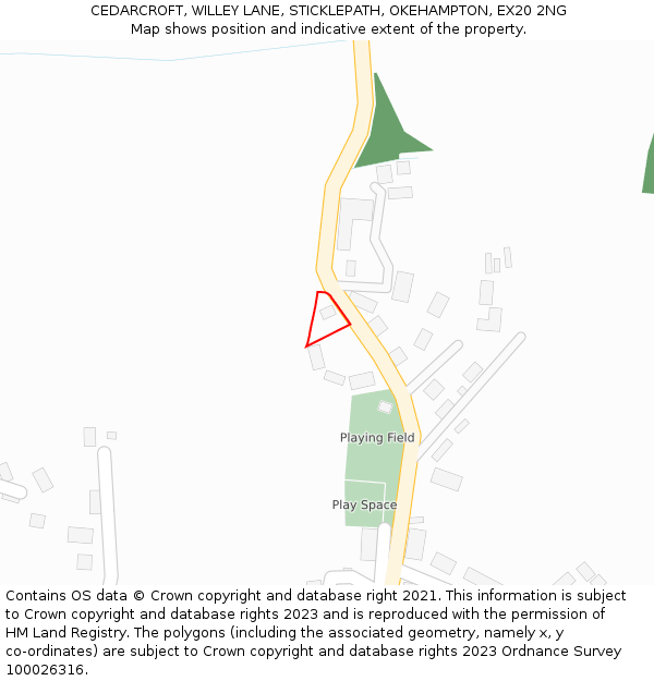 CEDARCROFT, WILLEY LANE, STICKLEPATH, OKEHAMPTON, EX20 2NG: Location map and indicative extent of plot