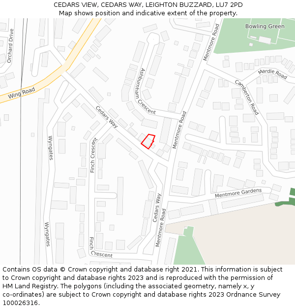 CEDARS VIEW, CEDARS WAY, LEIGHTON BUZZARD, LU7 2PD: Location map and indicative extent of plot