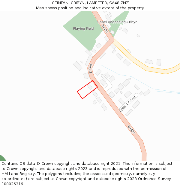CEINFAN, CRIBYN, LAMPETER, SA48 7NZ: Location map and indicative extent of plot