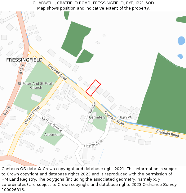 CHADWELL, CRATFIELD ROAD, FRESSINGFIELD, EYE, IP21 5QD: Location map and indicative extent of plot