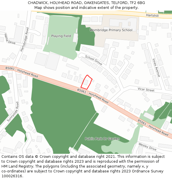 CHADWICK, HOLYHEAD ROAD, OAKENGATES, TELFORD, TF2 6BG: Location map and indicative extent of plot