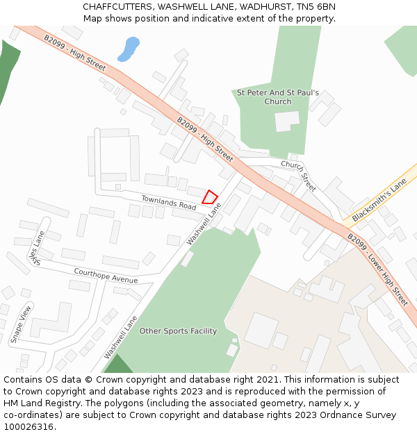 CHAFFCUTTERS, WASHWELL LANE, WADHURST, TN5 6BN: Location map and indicative extent of plot