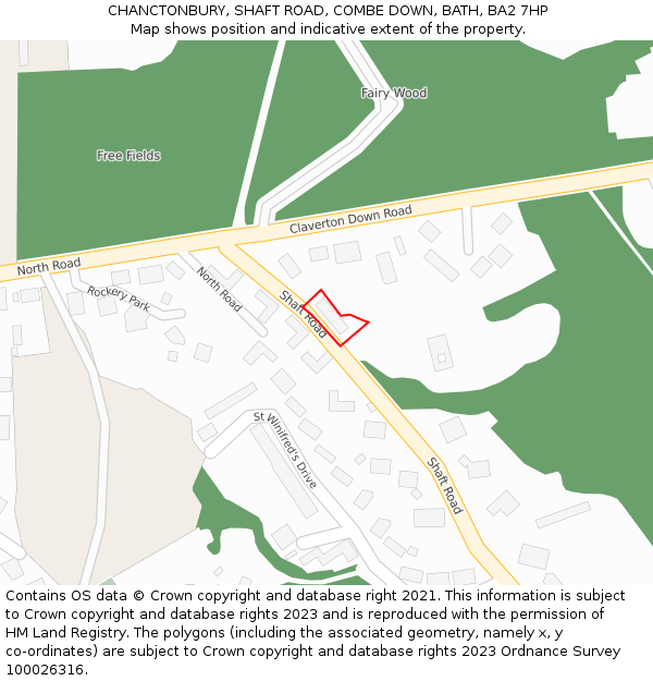 CHANCTONBURY, SHAFT ROAD, COMBE DOWN, BATH, BA2 7HP: Location map and indicative extent of plot