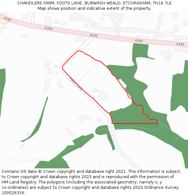 CHANDLERS FARM, FOOTS LANE, BURWASH WEALD, ETCHINGHAM, TN19 7LE: Location map and indicative extent of plot