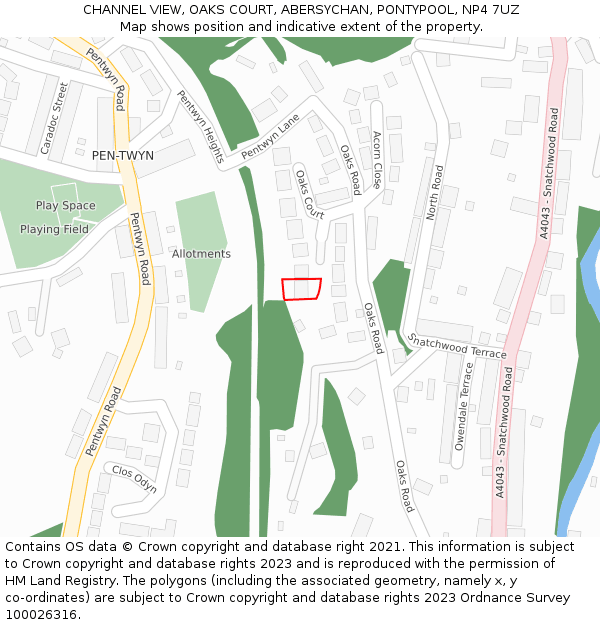 CHANNEL VIEW, OAKS COURT, ABERSYCHAN, PONTYPOOL, NP4 7UZ: Location map and indicative extent of plot