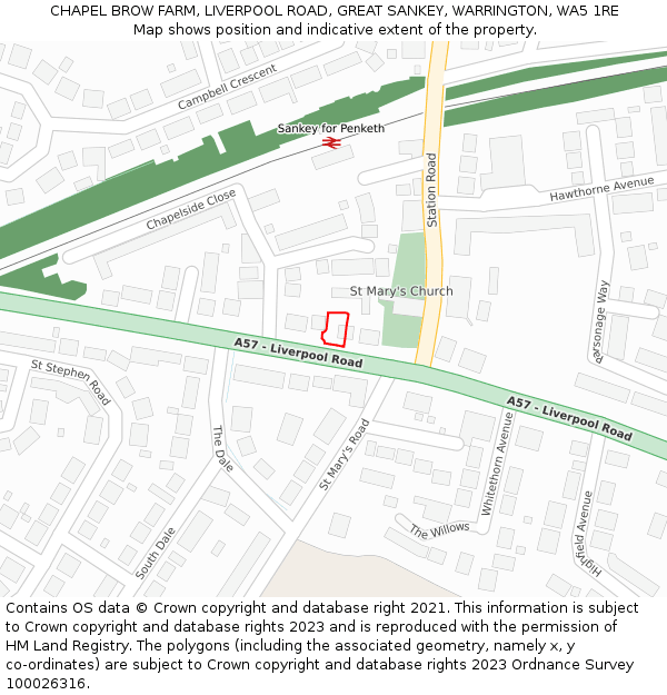 CHAPEL BROW FARM, LIVERPOOL ROAD, GREAT SANKEY, WARRINGTON, WA5 1RE: Location map and indicative extent of plot