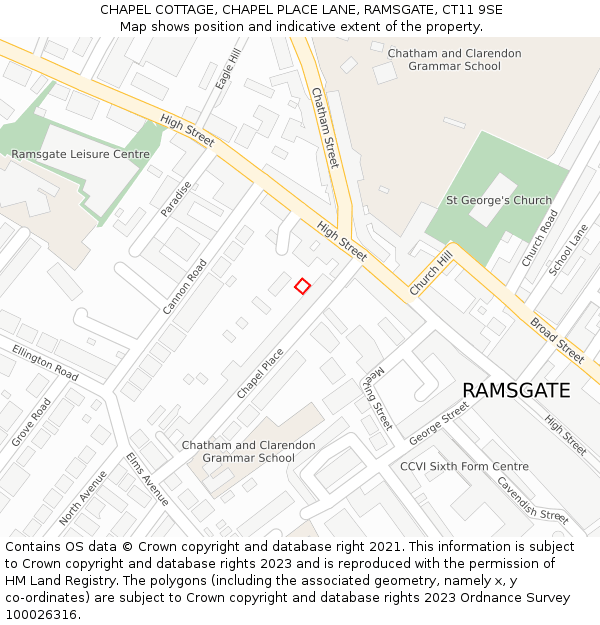 CHAPEL COTTAGE, CHAPEL PLACE LANE, RAMSGATE, CT11 9SE: Location map and indicative extent of plot