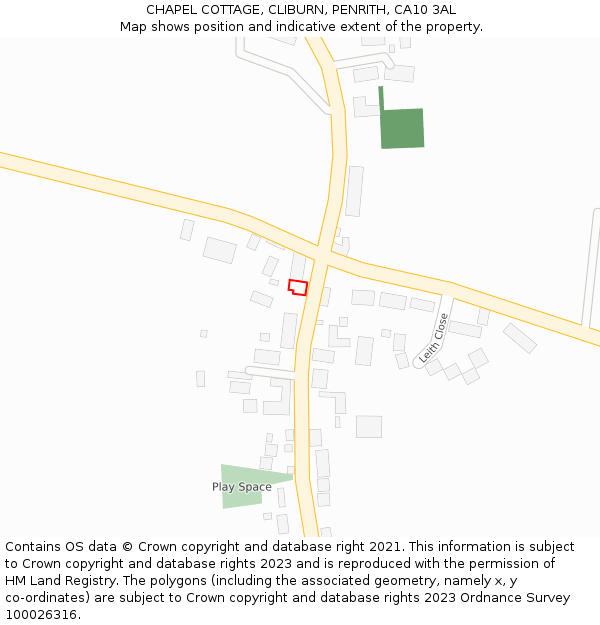 CHAPEL COTTAGE, CLIBURN, PENRITH, CA10 3AL: Location map and indicative extent of plot