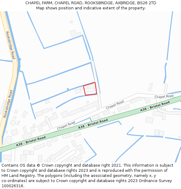 CHAPEL FARM, CHAPEL ROAD, ROOKSBRIDGE, AXBRIDGE, BS26 2TD: Location map and indicative extent of plot