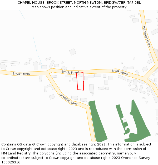 CHAPEL HOUSE, BROOK STREET, NORTH NEWTON, BRIDGWATER, TA7 0BL: Location map and indicative extent of plot