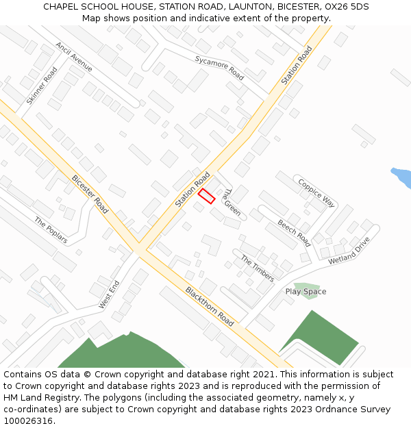 CHAPEL SCHOOL HOUSE, STATION ROAD, LAUNTON, BICESTER, OX26 5DS: Location map and indicative extent of plot