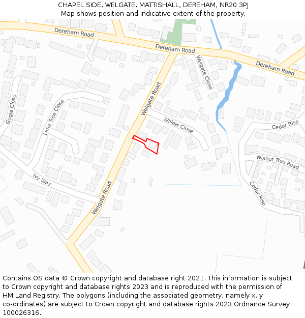 CHAPEL SIDE, WELGATE, MATTISHALL, DEREHAM, NR20 3PJ: Location map and indicative extent of plot