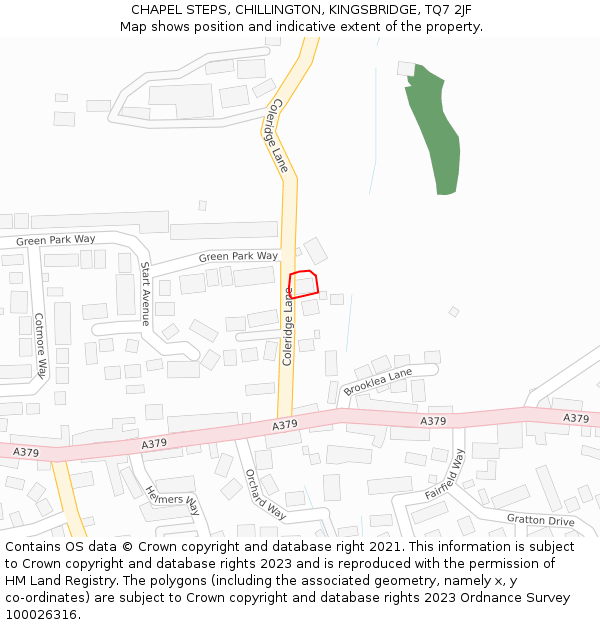 CHAPEL STEPS, CHILLINGTON, KINGSBRIDGE, TQ7 2JF: Location map and indicative extent of plot