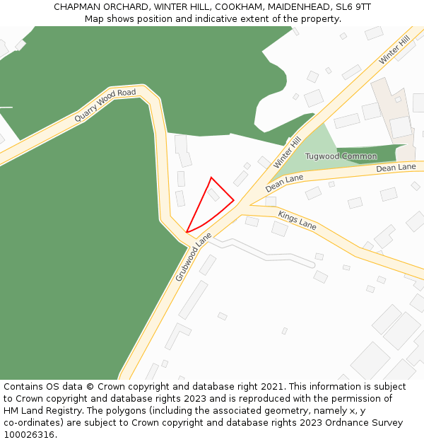 CHAPMAN ORCHARD, WINTER HILL, COOKHAM, MAIDENHEAD, SL6 9TT: Location map and indicative extent of plot