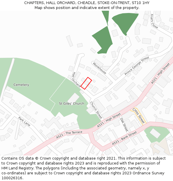 CHAPTERS, HALL ORCHARD, CHEADLE, STOKE-ON-TRENT, ST10 1HY: Location map and indicative extent of plot