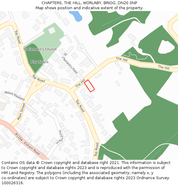 CHAPTERS, THE HILL, WORLABY, BRIGG, DN20 0NP: Location map and indicative extent of plot