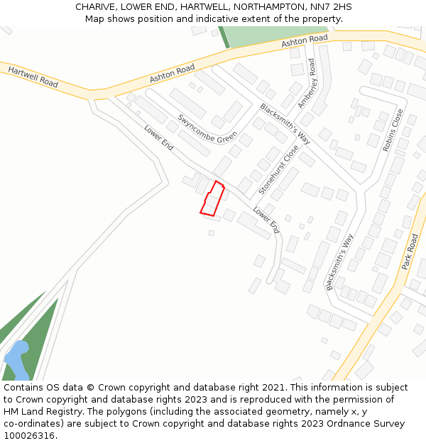 CHARIVE, LOWER END, HARTWELL, NORTHAMPTON, NN7 2HS: Location map and indicative extent of plot