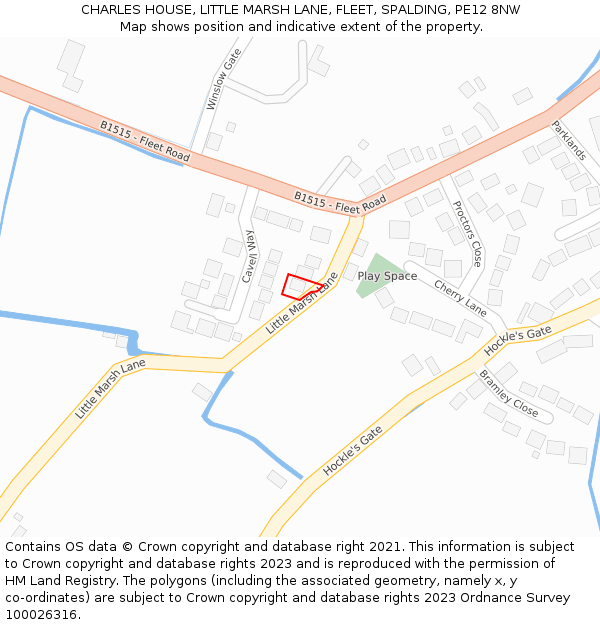 CHARLES HOUSE, LITTLE MARSH LANE, FLEET, SPALDING, PE12 8NW: Location map and indicative extent of plot