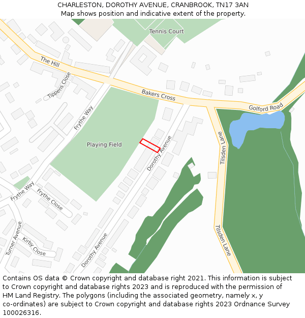 CHARLESTON, DOROTHY AVENUE, CRANBROOK, TN17 3AN: Location map and indicative extent of plot