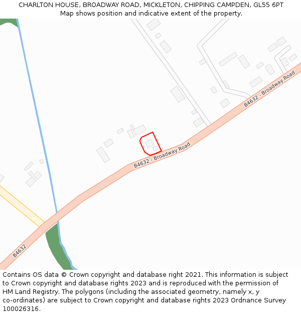 CHARLTON HOUSE, BROADWAY ROAD, MICKLETON, CHIPPING CAMPDEN, GL55 6PT: Location map and indicative extent of plot