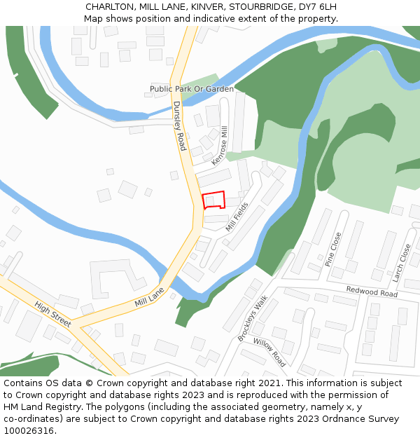 CHARLTON, MILL LANE, KINVER, STOURBRIDGE, DY7 6LH: Location map and indicative extent of plot