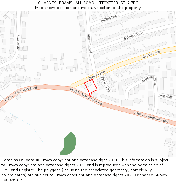 CHARNES, BRAMSHALL ROAD, UTTOXETER, ST14 7PG: Location map and indicative extent of plot