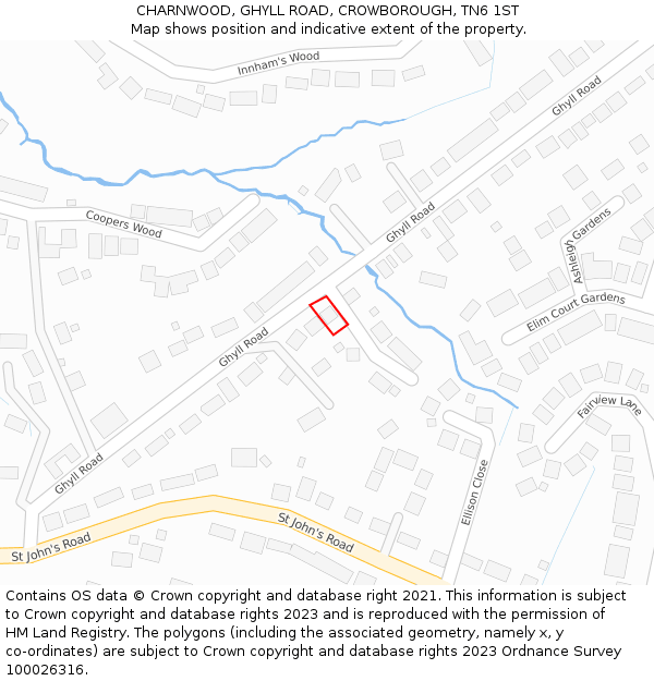 CHARNWOOD, GHYLL ROAD, CROWBOROUGH, TN6 1ST: Location map and indicative extent of plot