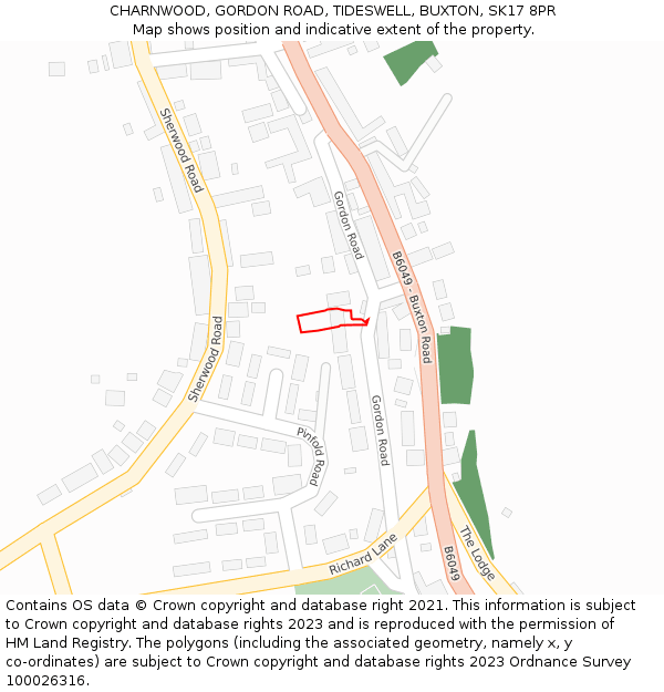 CHARNWOOD, GORDON ROAD, TIDESWELL, BUXTON, SK17 8PR: Location map and indicative extent of plot