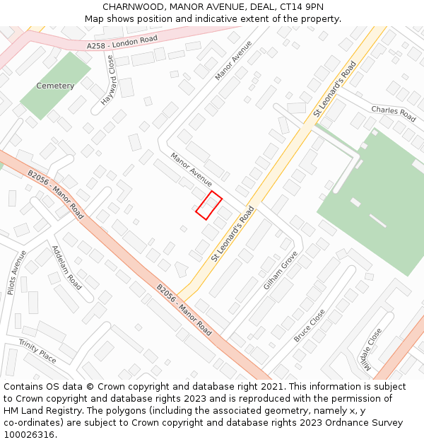 CHARNWOOD, MANOR AVENUE, DEAL, CT14 9PN: Location map and indicative extent of plot